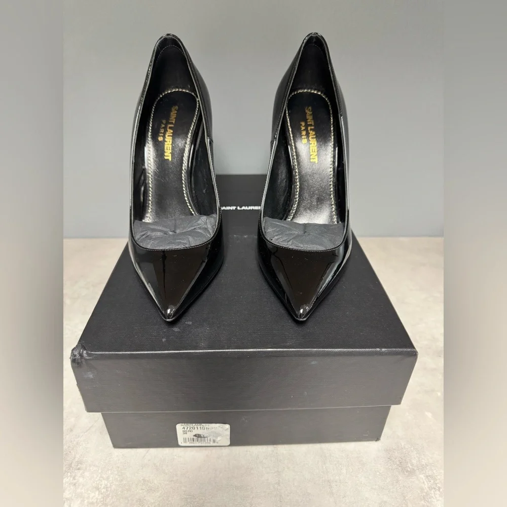 Yves Laurent Black Opyum patent leather 110 logo heel - Picture 2 of 8